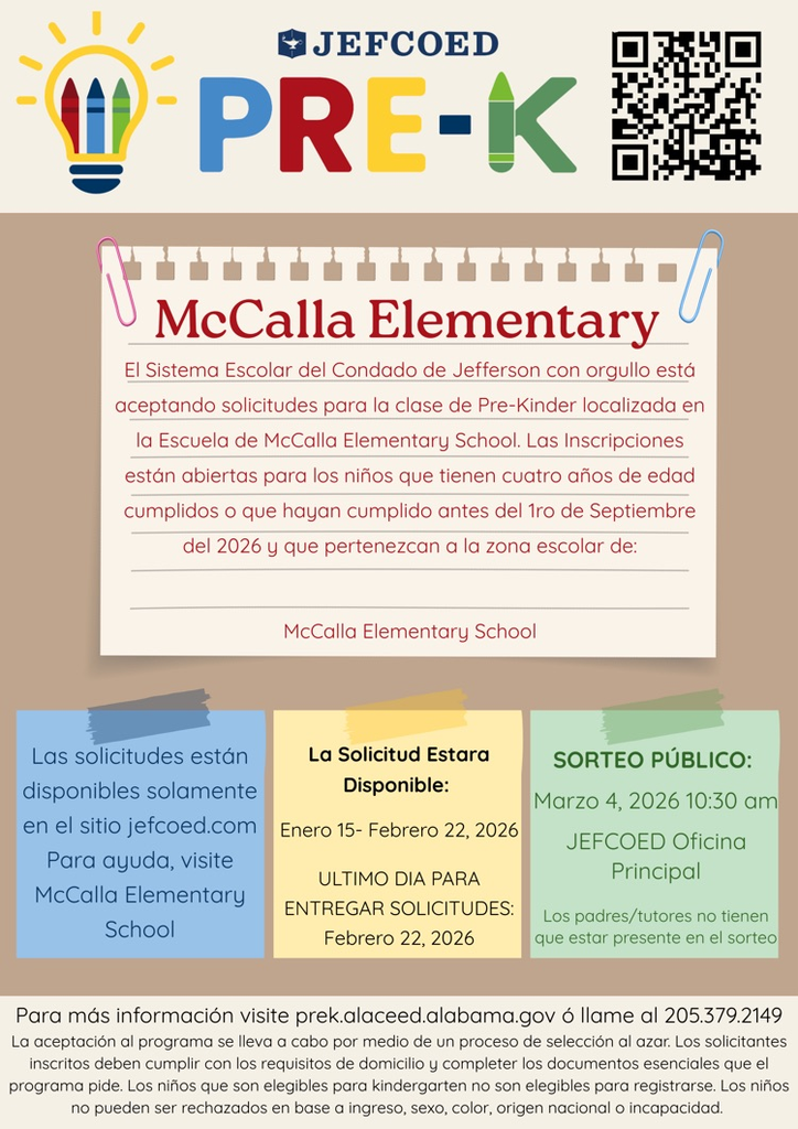 PreK registration info Spanish