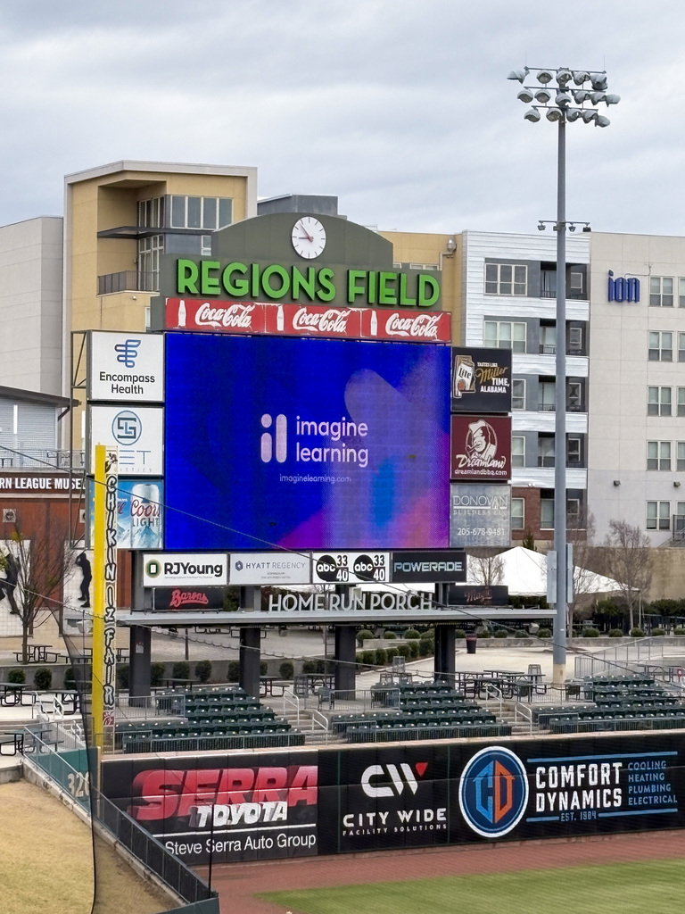 Imagine Learning logo featured on the big screen at Regions Field in Birmingham, AL.
