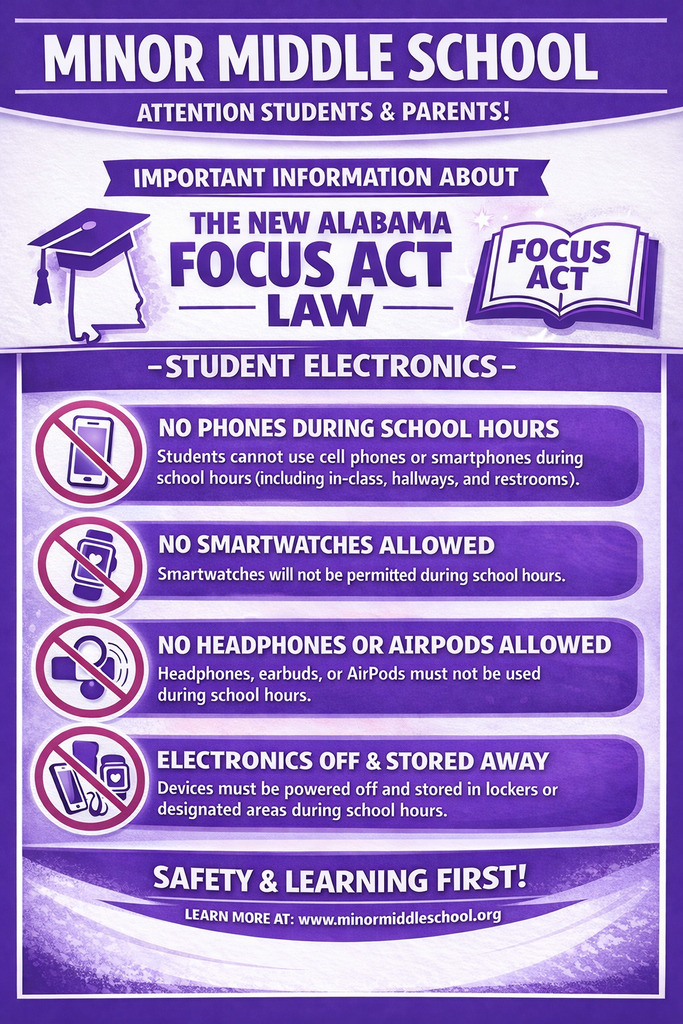 Minor Middle's Flyer reminding students of the Focus Act and what it means for our school.