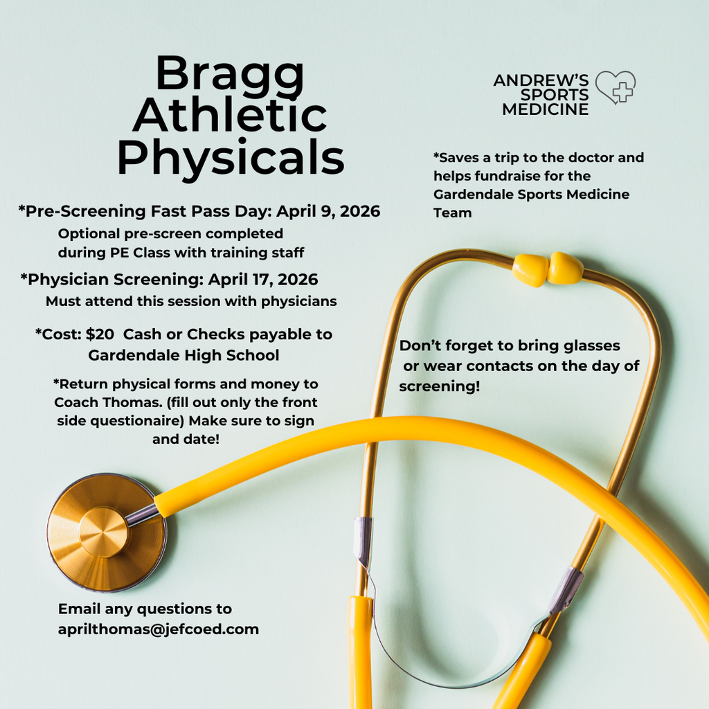 This is a picture stating that athletic physicals will be offered. See you PE teacher for assistance or email aprilthomas@jefcoed.com