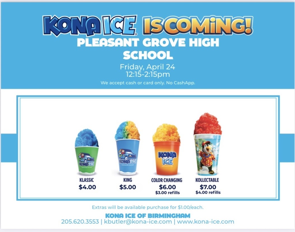 Kona Ice and Tom's Coffee Truck is Stopping By PGHS!