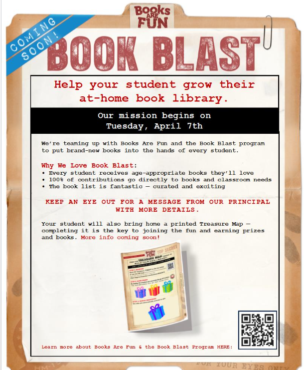 Book Blast Parent Flyer with QR code