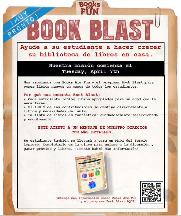 Spanish Book Blast Parent Flyer with QR Code