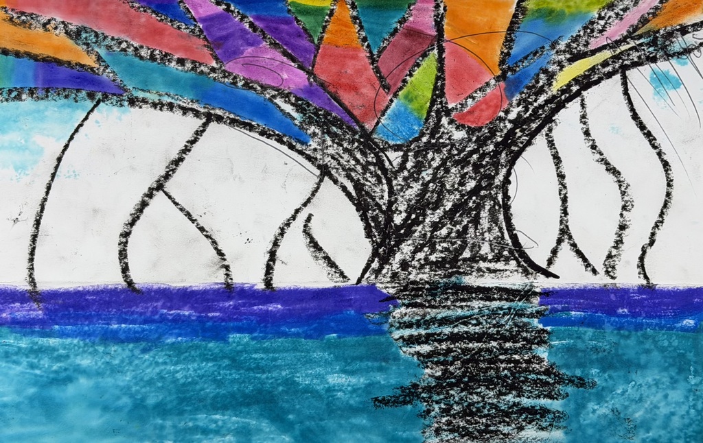 colorful tornado over water