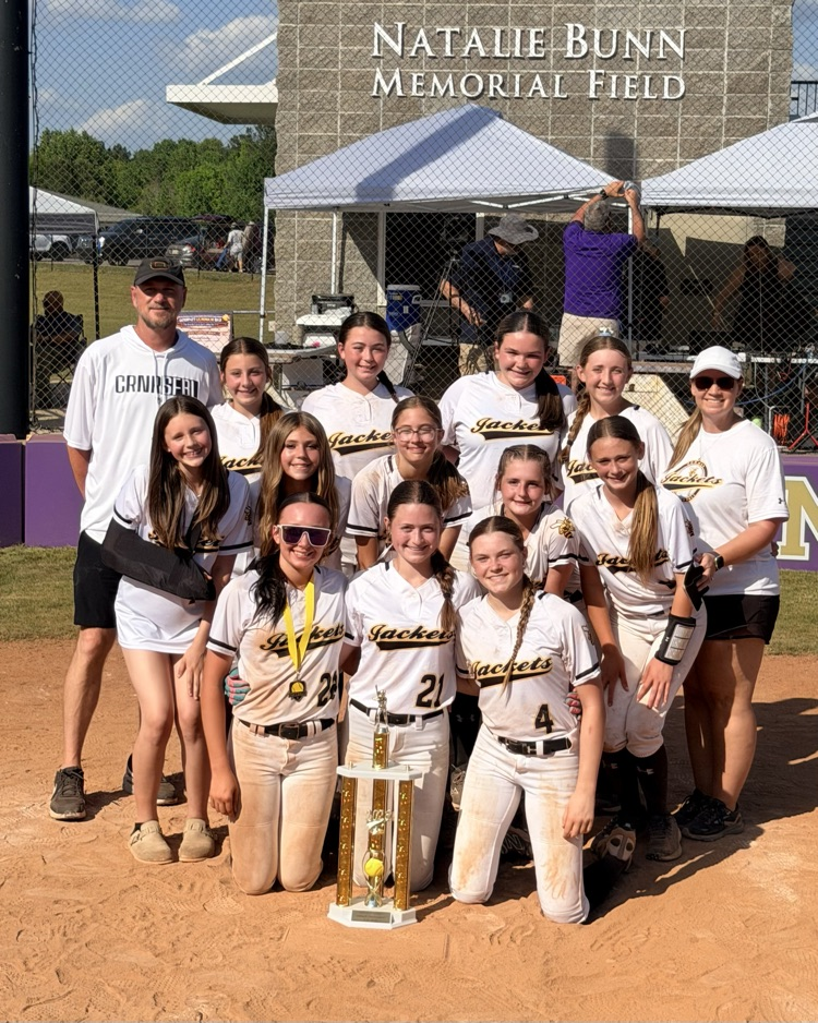 Corner Middle School softball team photo with trophy after winning the 2026 JEFCOED Middle School Championship