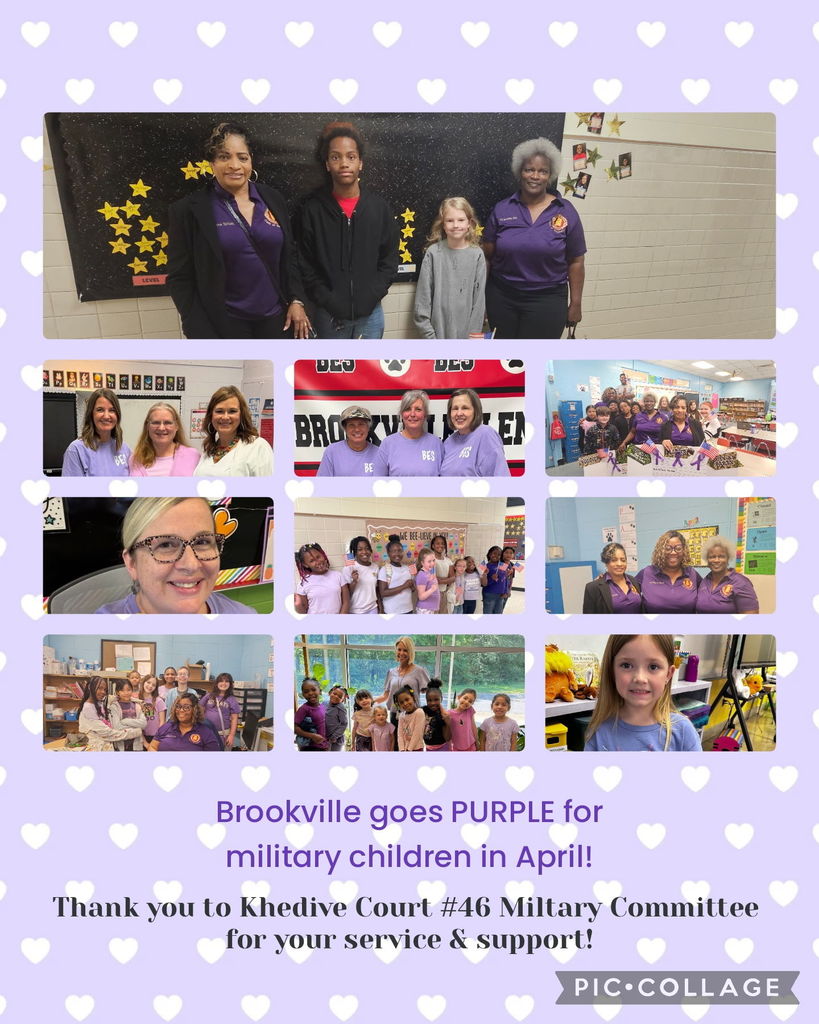 Students, faculty, and staff wearing purple for military children in April