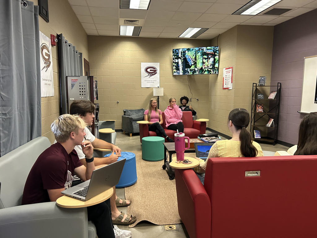 Library Lounge Students laughing and talking