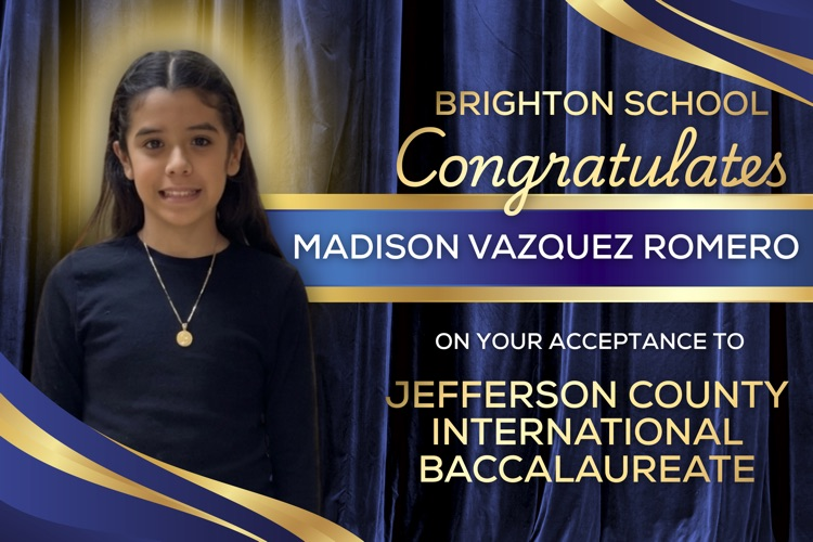 student smiling on a flyer thats announcing their acceptance to jcib