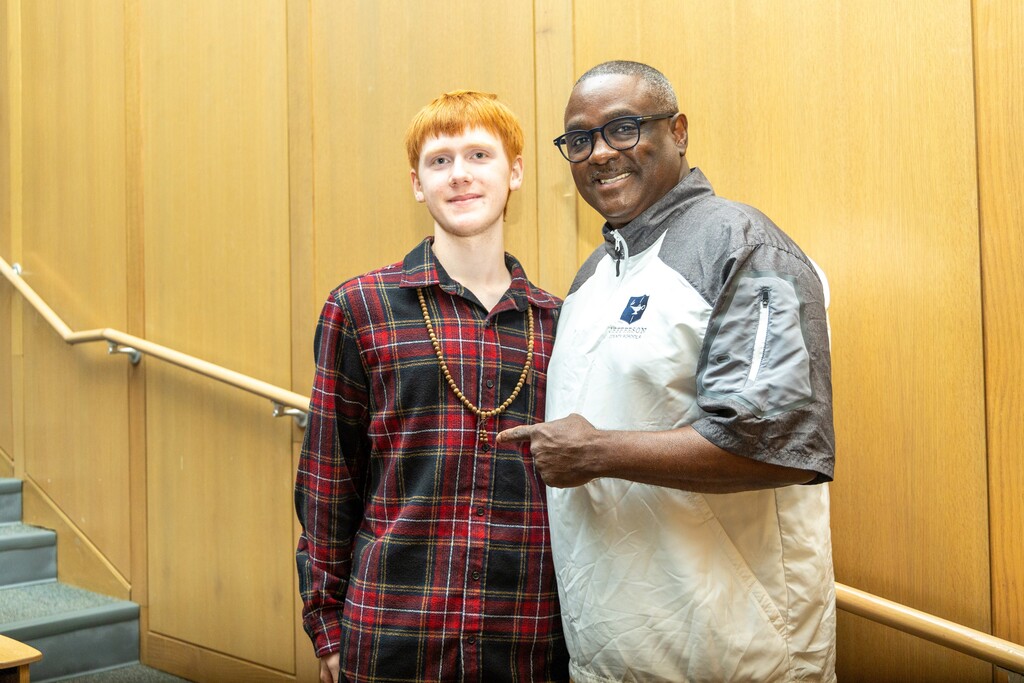 Superintendent Dr. Gonsoulin poses for a photo with a student at the Birmingham Museum of Art.
