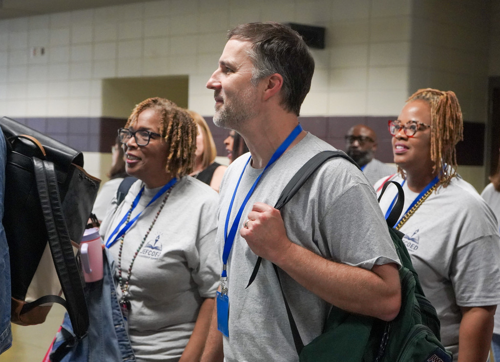 Attendees walk into the 2026 JEFCOED Leadership Summit. 