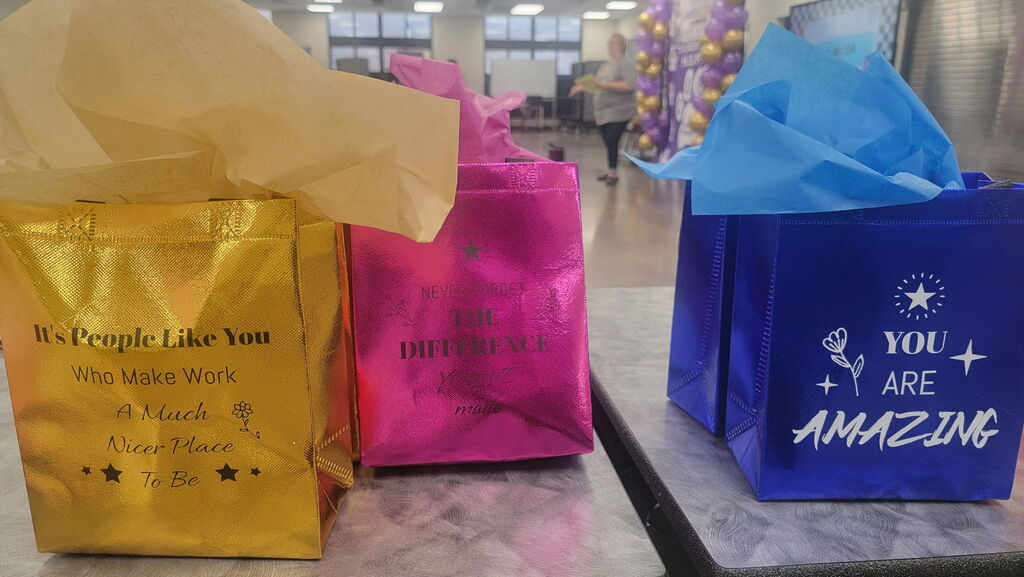 Gift bags created by HIS Sunshine Committee for new teachers