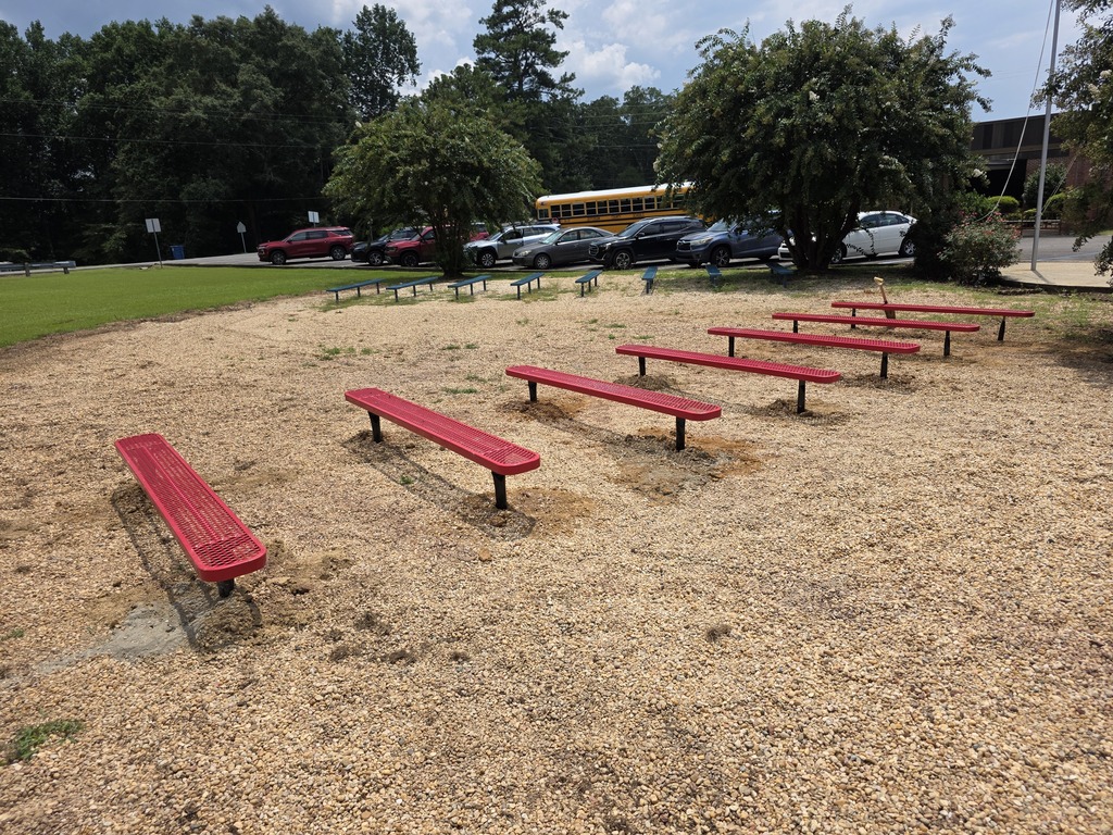 Red benches