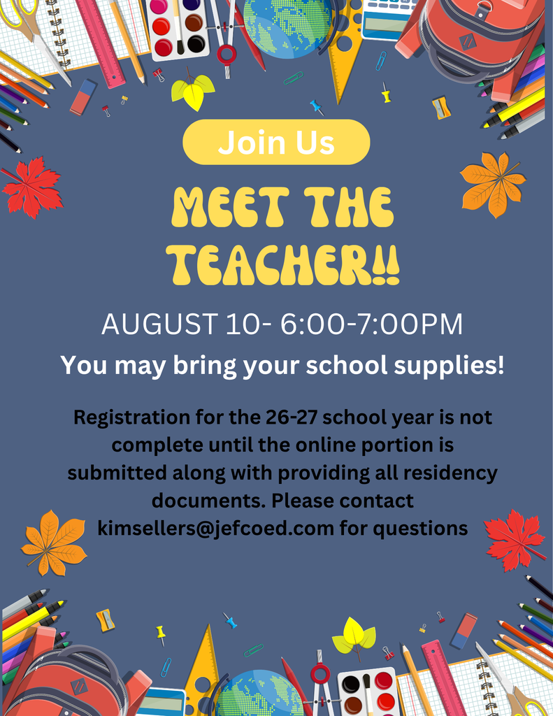 meet the teacher monday, august 10 6:00-7:00pm you can bring you r school supplies. Make sure you have completed online registration