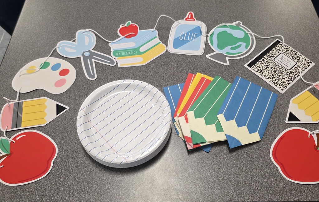 Back to school decor with plates and napkins
