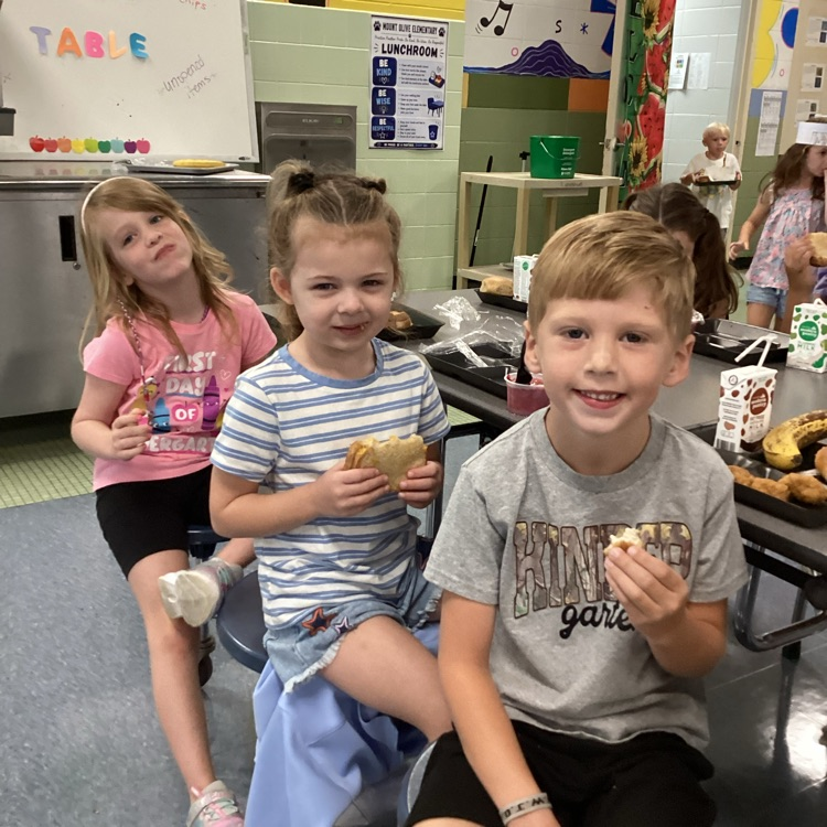 students on first day of school outside 