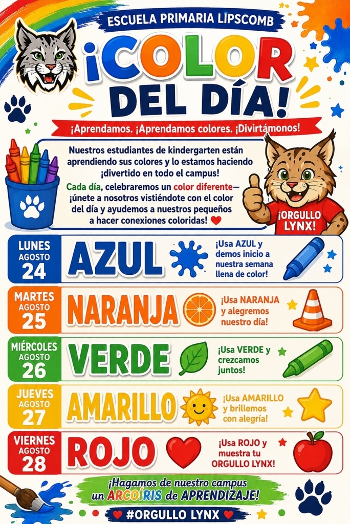 ¡Color del Día! — Semana del 24 al 28 de agosto
 COLOR OF THE DAY!
