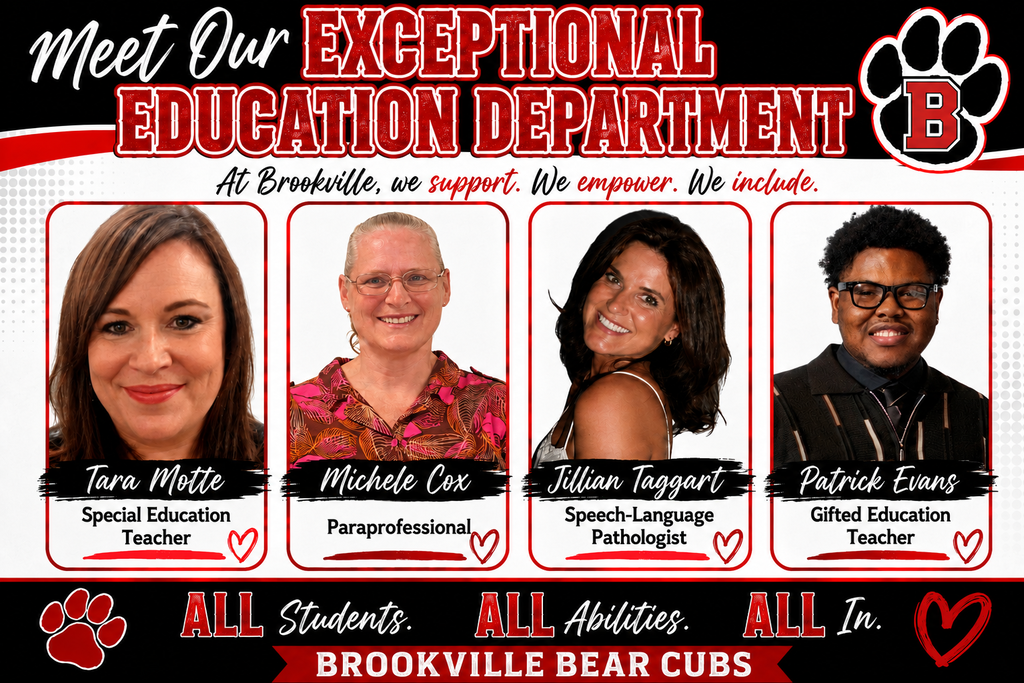 Picture introduces the Special Education Department: Tara Motte- Special Education Teacher, Michele Cox- Paraprofessional, Jillian Taggart- Speech-Language Pathologist, Patrick Evans- Gifted Education Teacher