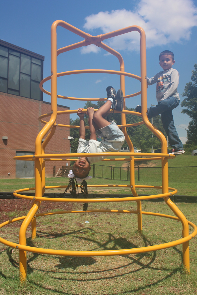 1st grade students playing on the playground