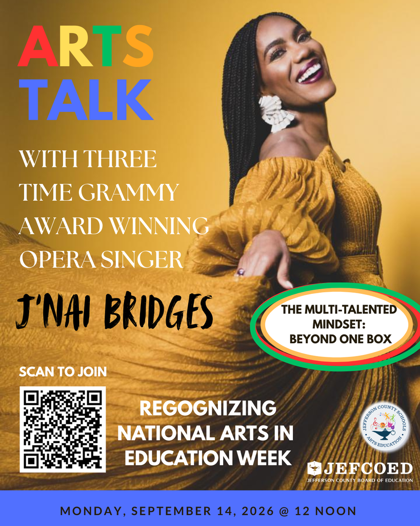 Graphic announces the JEFCOED Arts Talk on Sept. 14 with opera singer J'Nai Bridges.