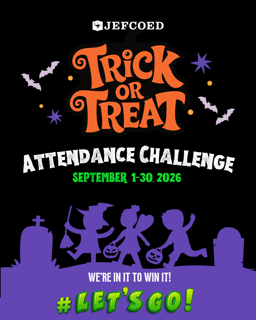 Jefcoed Trick or Treat Attendance Challenge Sept 1-30