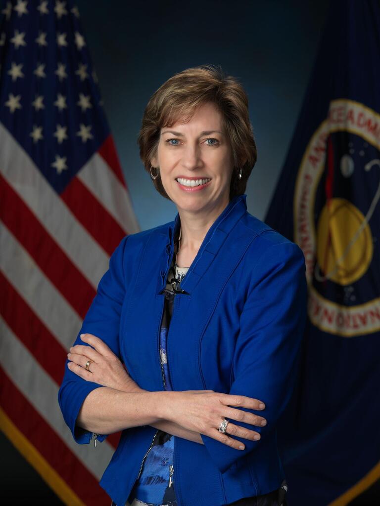 Portrait of Ellen Ochoa, NASA astronaut, engineer, and the first Hispanic woman to travel into space.
