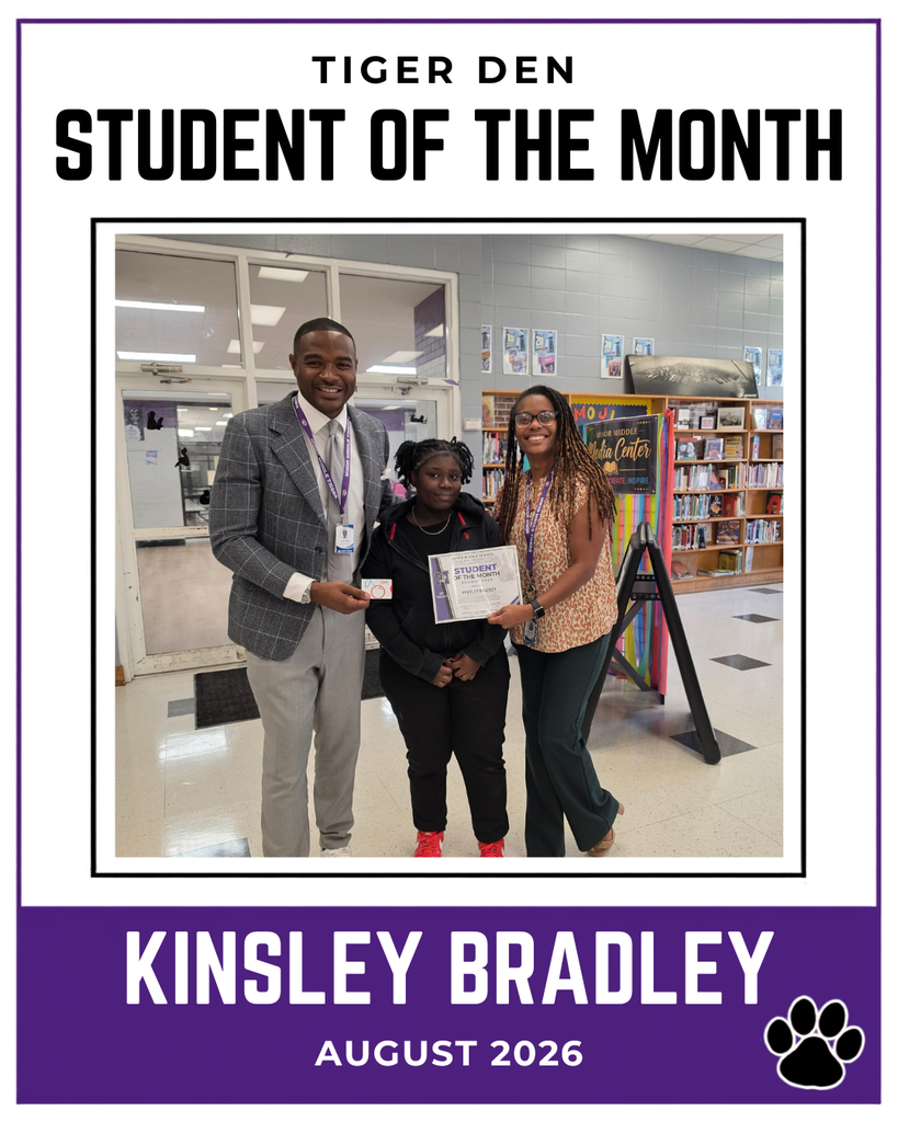 Congratulations to Kinsley Bradley for earning August, student of the month.