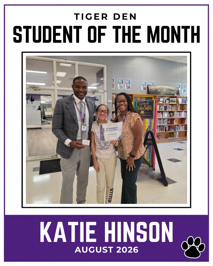 Congratulations to Katie Hinson for earning August, student of the month.