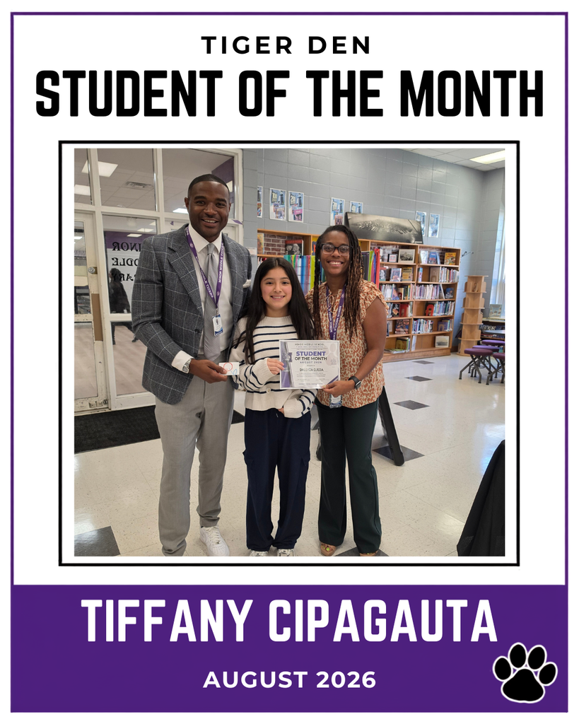 Congratulations to Tiffany Cipagauta for earning August, student of the month.