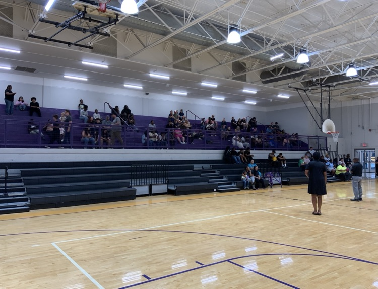 HMS families gather in the Competition Gym during the 2026 Open House.