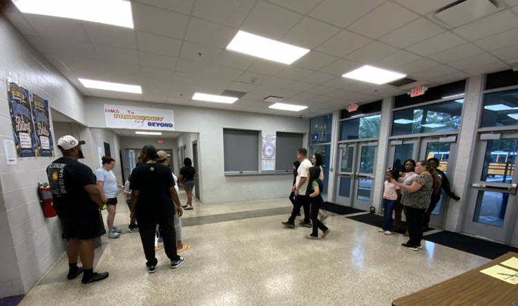 HMS families move through the school during the 2026 Open House.