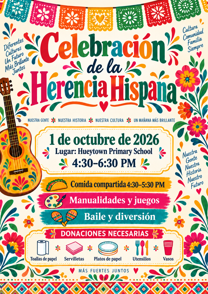 Hispanic Heritage Month Celebration Flyer in Spanish