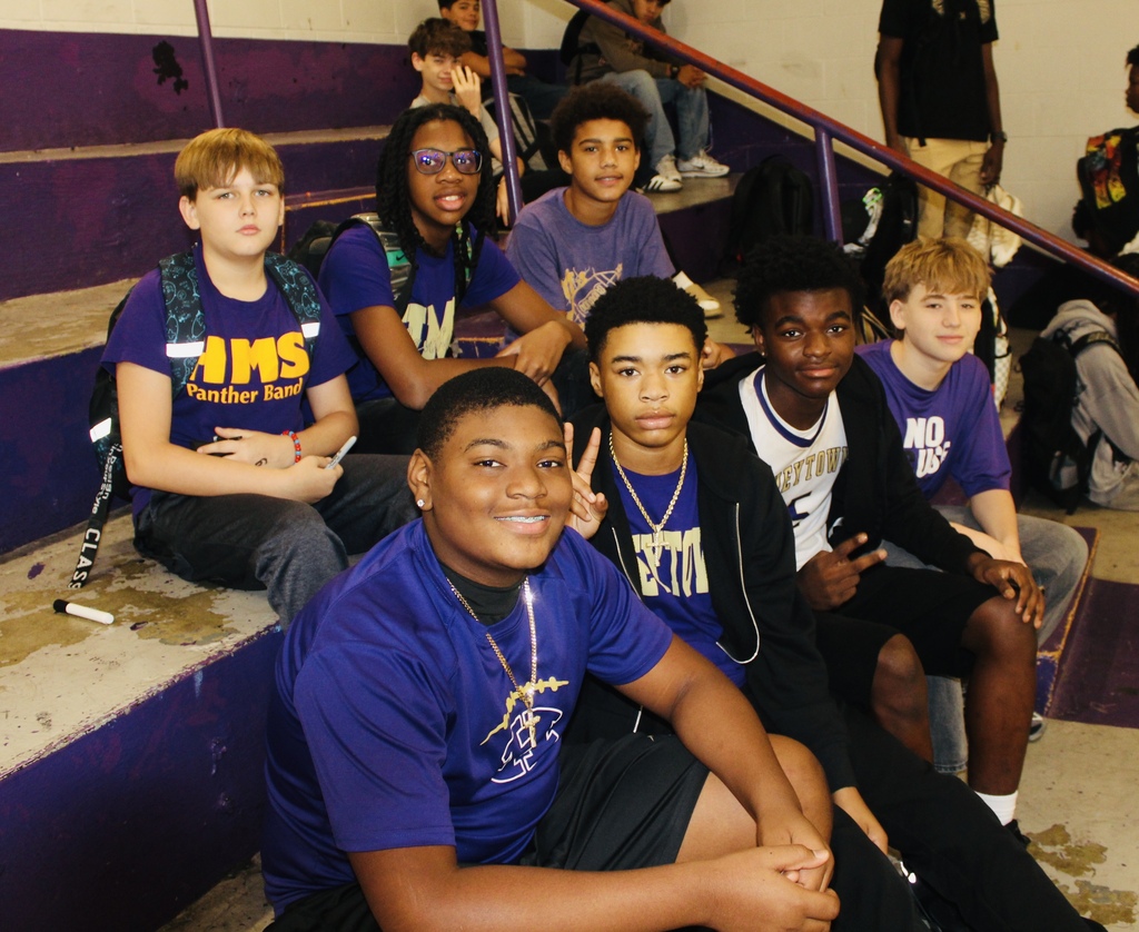 HMS students show their Panther pride while wearing purple for School Spirit Day.