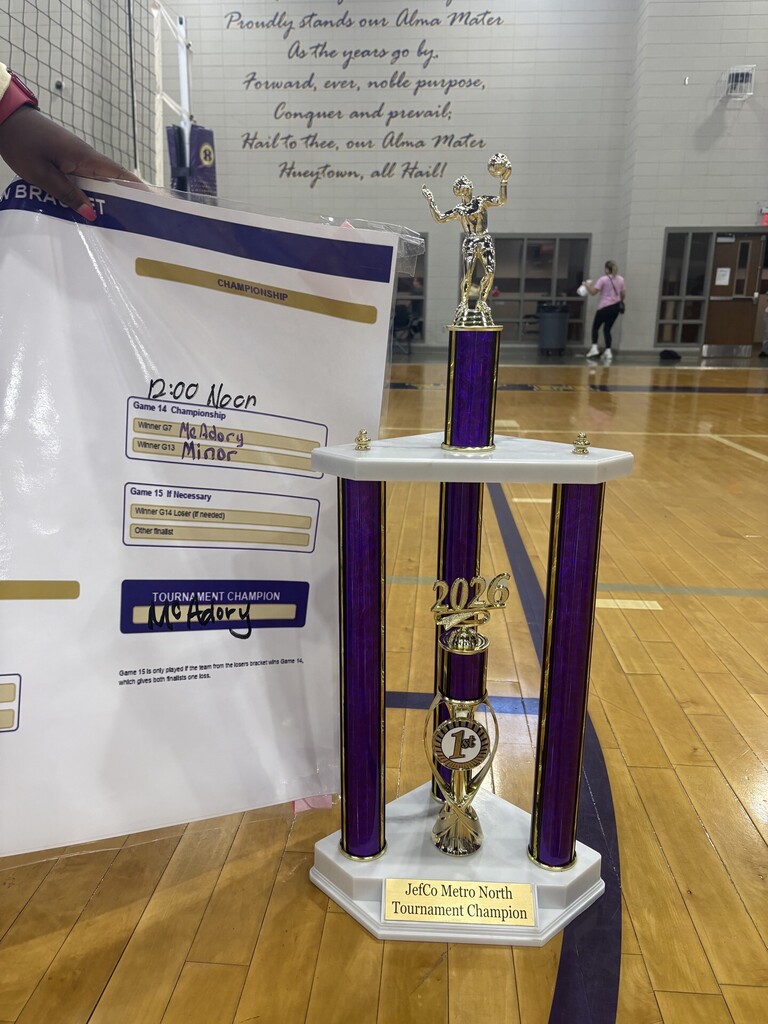 Trophy and tournament schedule sheet showing final match and tournament winner.