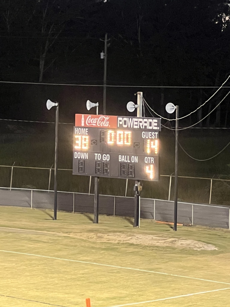 Football scoreboard home 38 guest 14