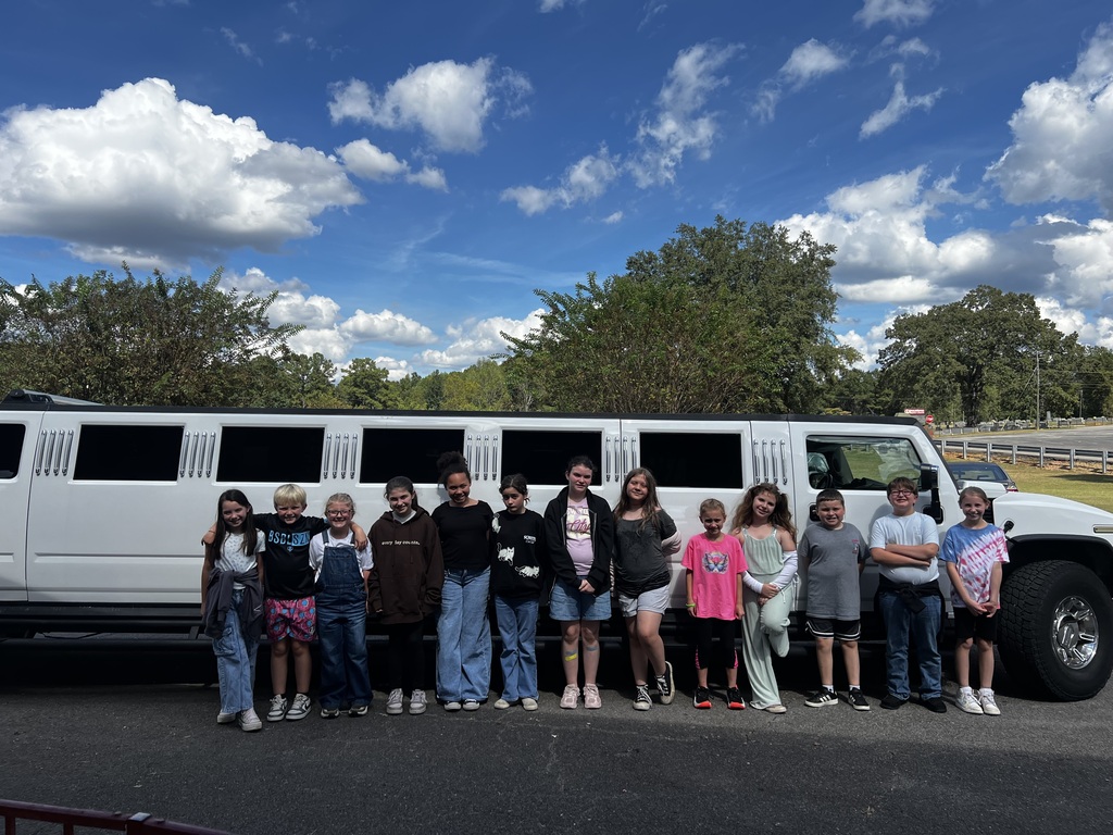 students standing in front of a limousine