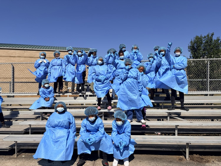 students wearing PPE