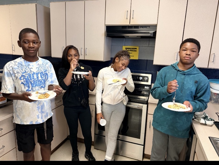 students eating waffles