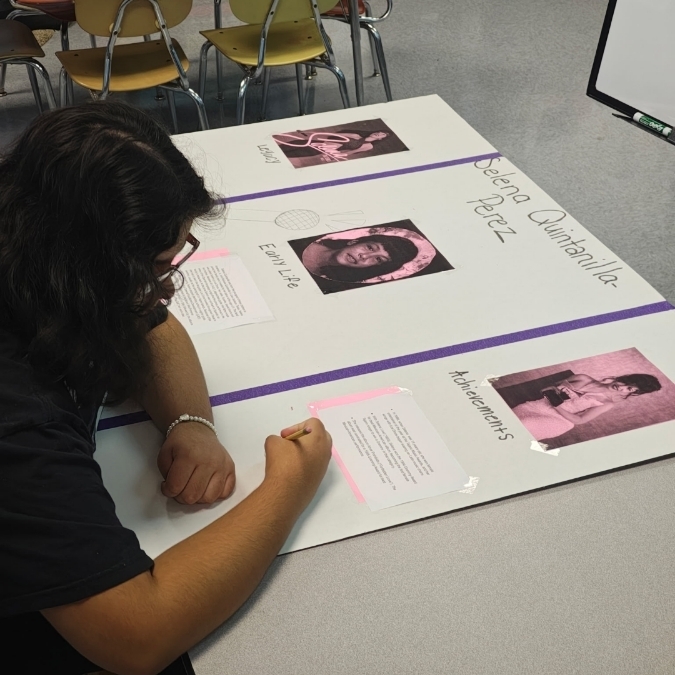 Victoria is hard at work on her Hispanic Heritage project in Mrs. Cantrell’s classroom!
