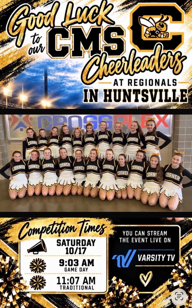 Cheerleaders in black, white and yellow uniforms