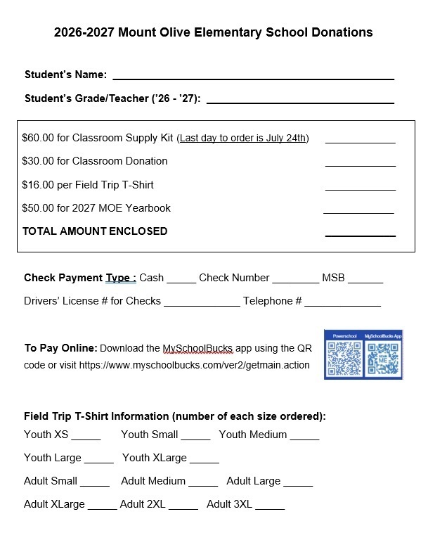 donation form  my school bucks QR code