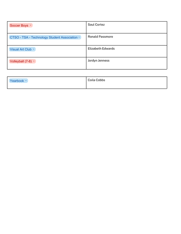 Extracurricular plan