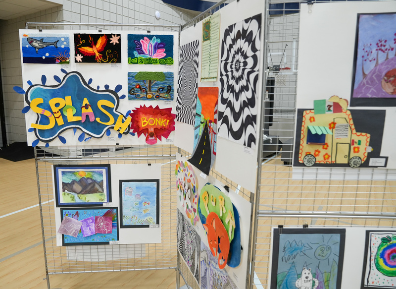 Vibrant art made by JEFCOED students on display at the Gardendale Civic Center. The pieces were made using colorful pieces of paper.