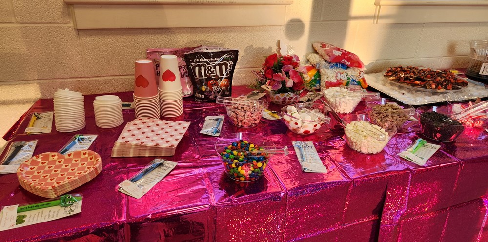 Table of Cocoa toppings and candy