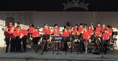 Band students on stage at the fair