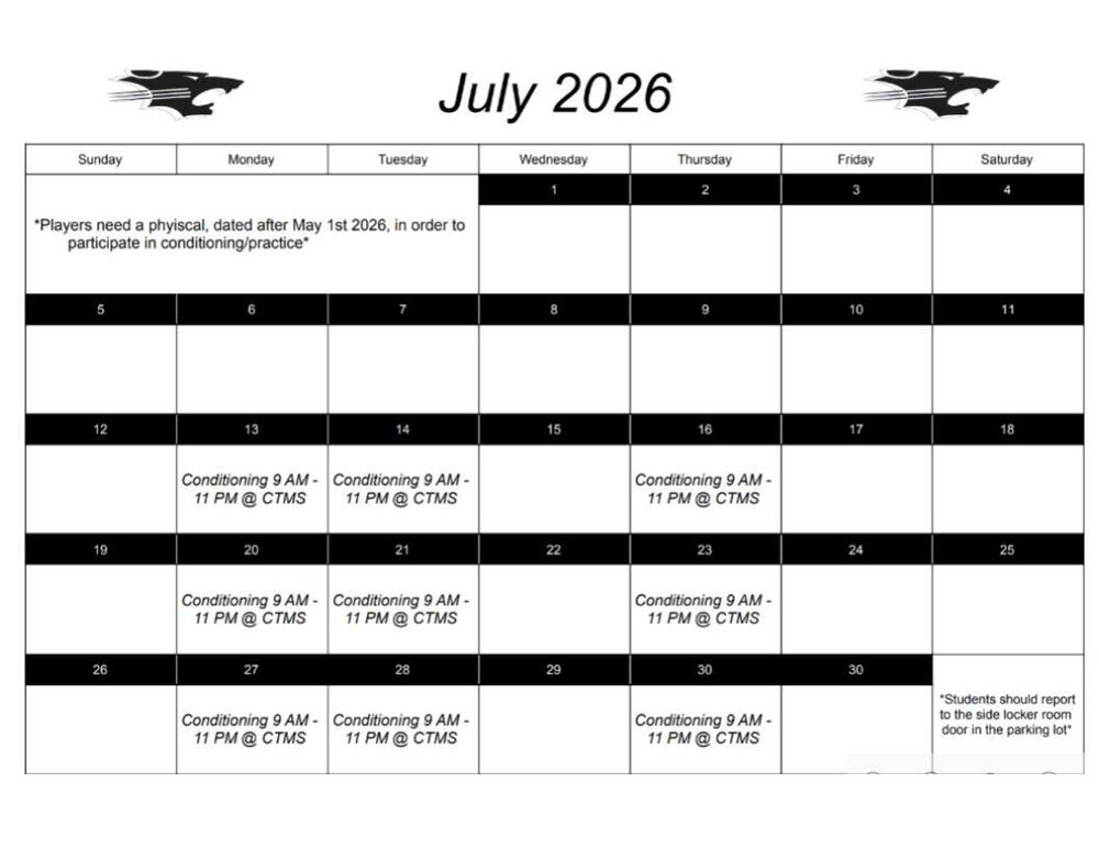 July 2026 Football Calendar