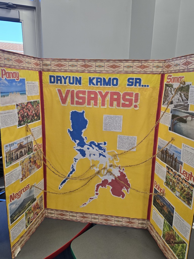 A poster displaying a map of the Philippines and various locations within the country