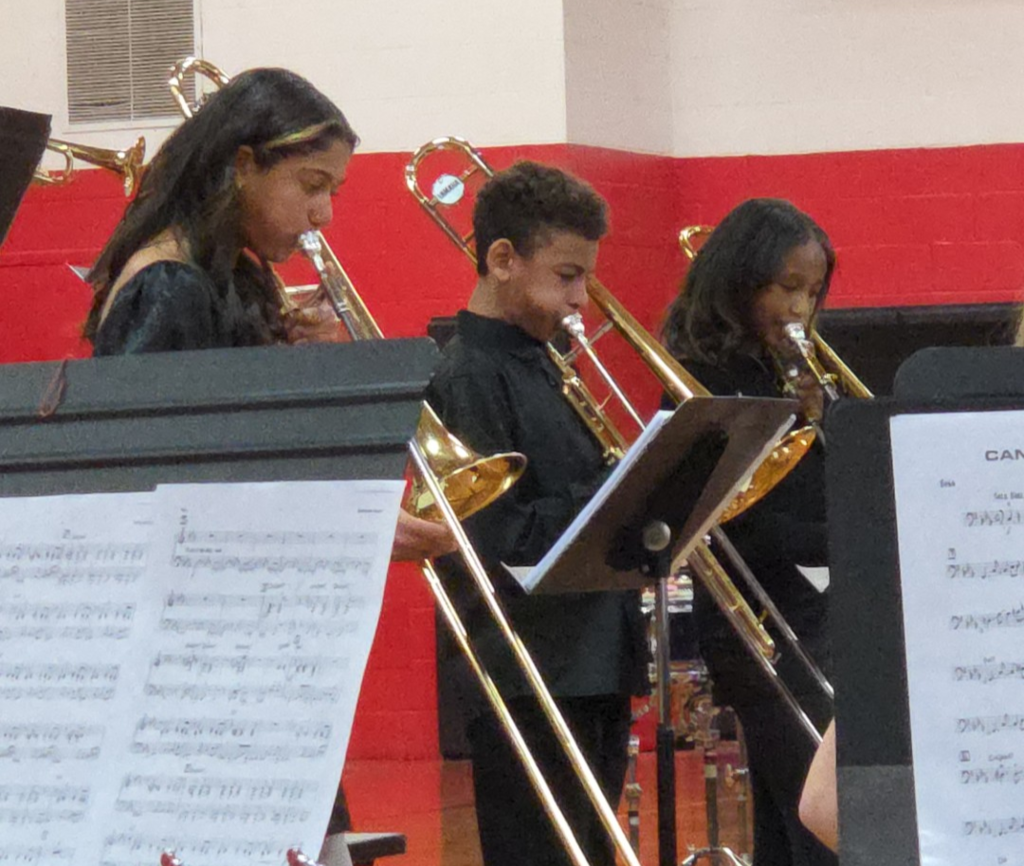 Trombone players during the concert