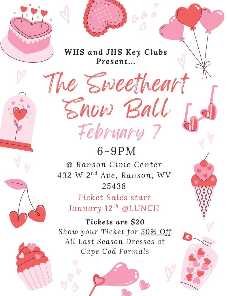 Sweetheart Snow Ball February 7th, 6-9 PM, Ranson Civic Center
