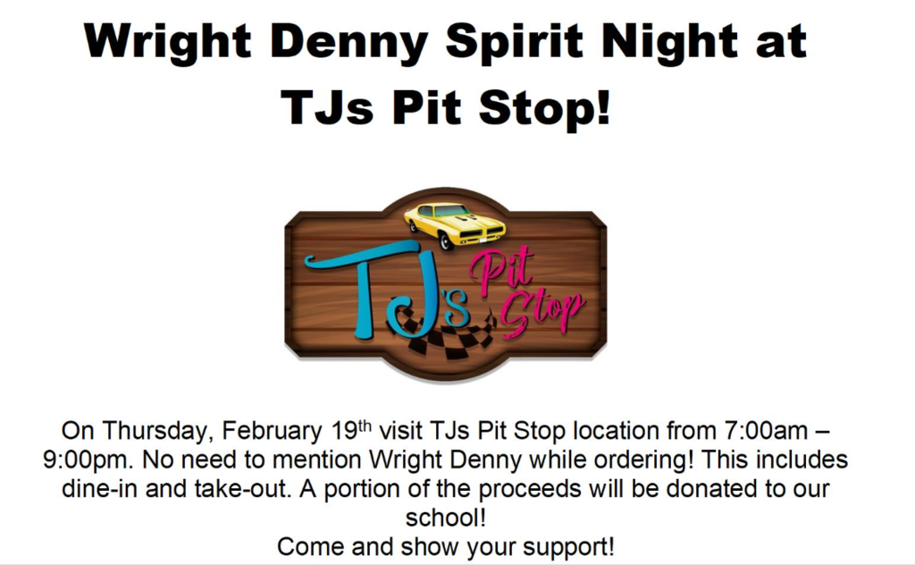 Spirit Night at TJ's Pit Stop