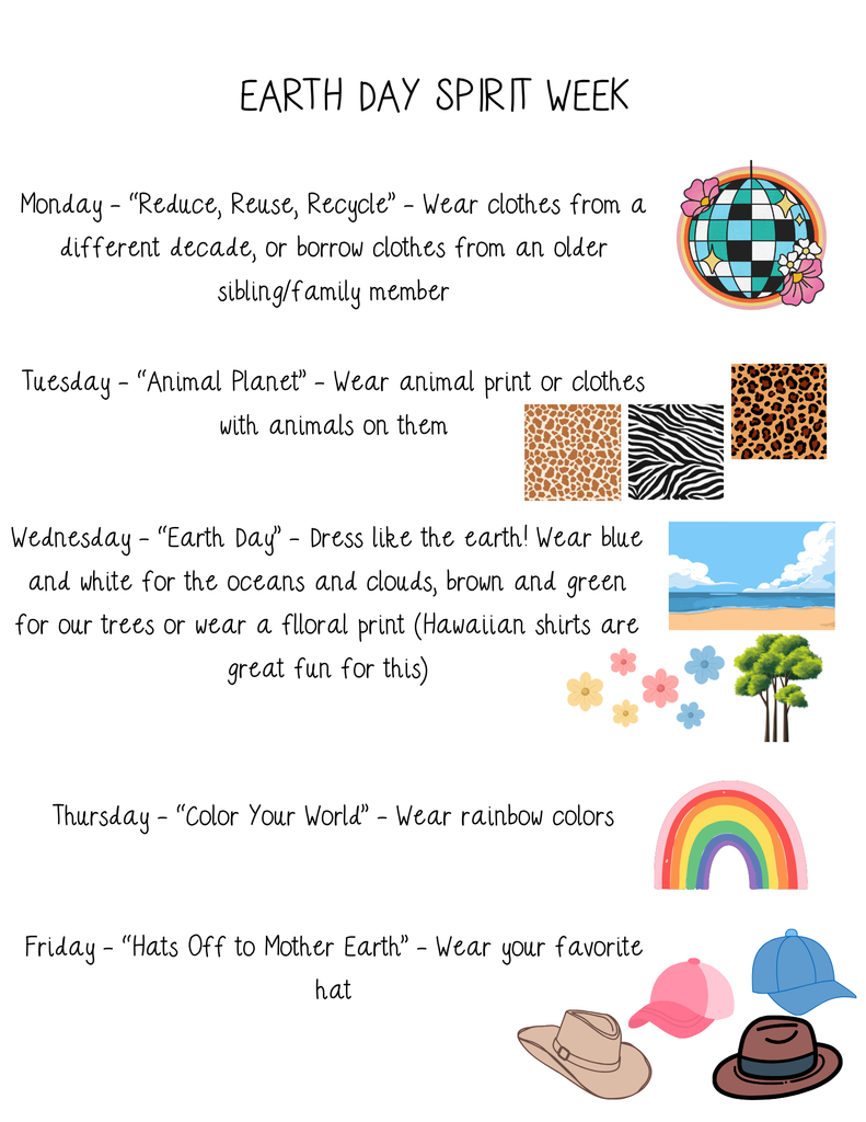 Earth Week Spirit Week Flyer.